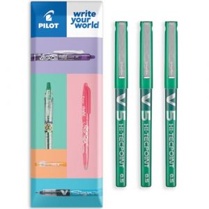 Pilot V5 Hi-Tecpoint Lot de 3 stylos roller &agrave; pointe fine de 0,5 mm Vert (OMGHC., neuf)