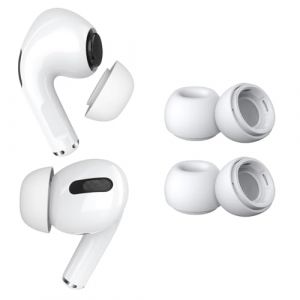 MMOBIEL 2 Paires Embouts de Rechange pour AirPods Pro Gen 1 & 2 Embouts Auriculaires Silicones avec Trou R&eacute;duction Bruit, Bo&icirc;te Rangement Portable et Adaptable &agrave; Le Bo&icirc;tier Chargeur - S &ndash; Blanc (Menko Telekom, neuf)