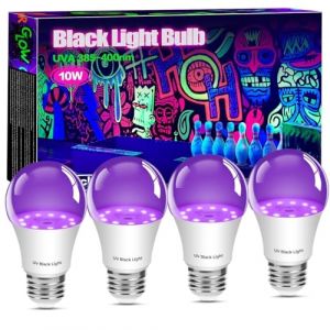 Lot de 4 Ampoule LED UV 10W, E27 Ampoules Lumière Noire Lampe, 220-240 V Lampe LED Ultraviolet, UV-A LED Lampe Noire pour Halloween Noël Soirée Anniversaire Poster Fluorescente Blacklight Party Effet (FUQILIGHT, neuf)