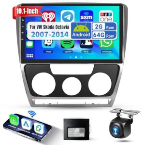 2G&64G Podofo 10'' Autoradio pour VW Skoda Octavia 2007-2013 Carplay sans Fil Android Auto,Android 13 RDS/FM Radio 2 Din avec Bluetooth WiFi GPS,EQ,+ AHD Cam&eacute;ra de recul/DVR/Canbus (Podofo electronic, neuf)