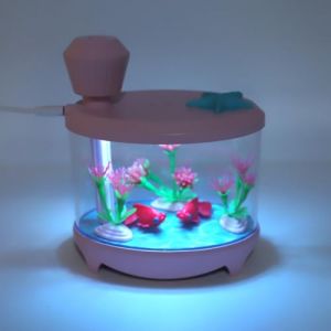 Mini Aquarium Lampe D&eacute;corative en Mouvement avec Poisson Tropical Artificiel - Faux Aquarium de Poisson (Rose) (Yuhuoo, neuf)