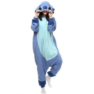zhaojiexiaodian Animal Pjs Combinaison Stitch pour Femme et Homme Pyjama Costume Déguisement pour Cosplay (FR/ES, Alpha/Lettres, 2L, Bleu) (lankaoxiankaizhishangmaoyouxiangongsi, neuf)