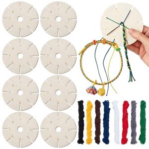 8 Pi&egrave;ces Kit Bracelet Br&eacute;silien Fil pour Bracelet Br&eacute;silien et Disques de Tissage Set de Fabrication de Bracelet Br&eacute;silien Kit Kumihimo D&eacute;butant Cadeau Cr&eacute;atif DIY pour Anniversaire et F&ecirc;tes (LUO TINGTING, neuf)