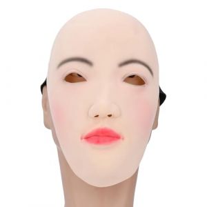 Visage de Femme Réaliste en Latex pour Soirée Cosplay, Travestissement avec un Matériau Doux et Extensible, pour des événements à Thème, Méticuleusement fabriqué à Partir de (Betued, neuf)