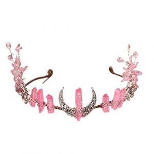 Oxtxuzdm Serre-t&ecirc;te de sorci&egrave;re en forme de lune sculpt&eacute;e en cristal color&eacute; pour spectacle en direct pour carnavals, ornement &eacute;l&eacute;gant (SSIFDCXXIHPI, neuf)