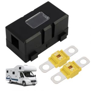60A Porte-fusible ANS pour V&eacute;hicules avec 2 Fusibles Midi &agrave; Vis, Porte Fusible Voiture, Protection &agrave; Courant pour Autos, Camions, Engins de Chantier, Machines Agricoles, Bus et Caravanes (60A) (YuShangMei, neuf)