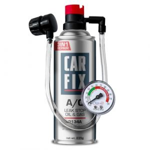 CARFIX HOBBY recharge gaz de remplacement r134a, réfrigérant de remplacement r134a pour climatisation automobile - 1 boîte de réfrigérant 3en1 R134a avec tuyau intégré et manomètre, 235 g (NOX2 Automotive, neuf)