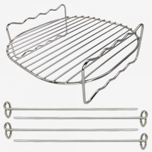 Accessoires pour Friteuse &agrave; Air 8 Pouces, Grille pour Air Fryer Double Couche avec Brochettes Inox, Set de 2 Pcs Compatibles Toutes Marques, Id&eacute;al Accessoires Air Fryer et Cuisson Saine (BaiDingSheng, neuf)