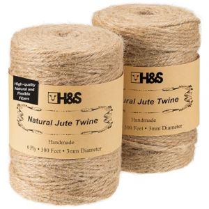 H&S Ficelle Corde Jute 3mm - Lot 2X Rouleau de Ficelle Jardin Faite Main de 183 M&egrave;tres pour Emballage Cadeau D&eacute;coration Macram&eacute; - Fil de Jute 100% Naturelle pour Jardinage (Tinyyo Europe, neuf)