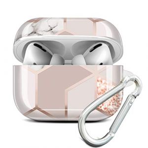 JAHOLAN Coque AirPods Pro, Coque Housse Étui Protecteur pour AirPod Pro, Protection Coque pour AirPods Pro Case Silicone Cover avec Porte-clés [Supporte la Charge sans Fil] Or Rose (RXKEJIEU, neuf)