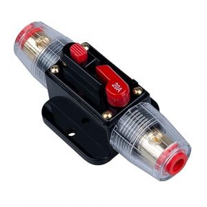 Disjoncteur de 20A Porte-fusible en ligne de 20A Bloc d'inverseur 12V-24V CC à réarmement manuel pour la protection du système audio solaire pour voiture automobile marine bateau et système solaire (Keple, neuf)