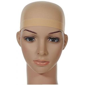 EWANTO Lot de 2 bonnets de perruque en nylon flexible - Taille unique - Couleur beige - Lot de 2 - Pour perruques quotidiennes et carnaval - Cosplay - &Eacute;lastique et respirant (EWANTO GmbH, neuf)