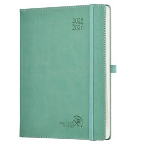 POPRUN Agenda 2025 2026 Semainier A5 22 x 18 cm Version Fran&ccedil;aise - Intervalles de 15 minutes, D'Ao&ucirc;t 2025 &agrave; Juil 2026 12 Mois Scolaire, Couverture Souple en PU Cuir, Papier 100g/m&sup2;, Vert Minuit (Time Works Wonders, neuf)