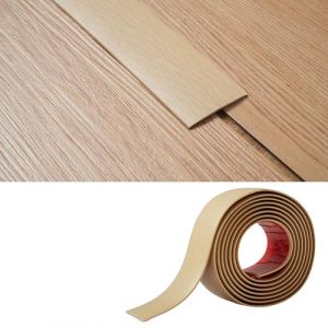 Bande de Transition Plate 2mm &eacute;paisseur PVC,5cm Large Autoadh&eacute;sive Barre de Seuil Souple Baguette Seuil de Porte Fine Profil&eacute; de Transition Joindre Espaces de Sol,4M Grain de Bois Beige (ZYDZ-eu, neuf)