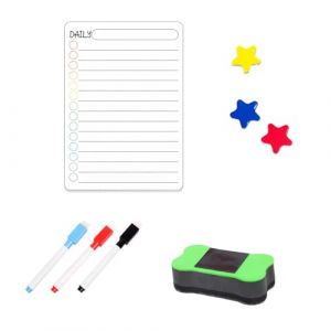 DHWEKU Planning journalier,Calendrier magnetique Frigo,Emploi du Temps,Planificateur journalier,Tableau Organisateur Familial id&eacute;al pour Plan des Menus,Avec stylo et Brosse Effaceur Magn&eacute;tique (DHXMYGS, neuf)