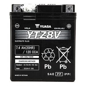 Batterie moto Yuasa YTZ8-V - Sans entretien - 12 V 7 Ah - Dimensions: 113 x 70 x 130 mm compatible avec YAMAHA X-MAX 300 2016- (BORROZZINOMOTO, neuf)