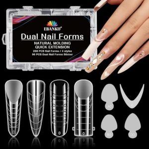 EBANKU 288PCS Poppit Ongle Kit, Réutilisable Capsules Popits Ongle Nail d'extension Kit Faux Ongles Capsules Couverture Complète Nail Tips avec 96 PCS French Autocollants Pour Ongles(4 Modèles) (EU-Prominer, neuf)