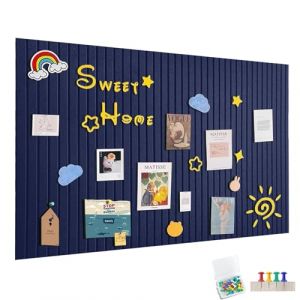 120x90cm Grande Planche &agrave; Pins en Feltre Autocollante, Tableau en Feltre avec 60 &Eacute;pingles &agrave; Message, Tableau M&eacute;mo pour Bureau, Cuisine, Photos, M&eacute;mos, Bleu Fonc&eacute; (yjspbsm-shop, neuf)