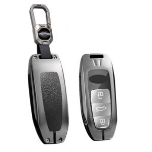 ontto Coque pour cl&eacute; de voiture Housse de protection pour cl&eacute; Compatible avec Audi A3 Sportback 8Y A6 C8 A7 A8 Q4 Q7 Q8 E-Tron 55 RSQ8 SQ7 2020-2025 Bo&icirc;tier m&eacute;tallique pour cl&eacute; &Eacute;tui &agrave; cl&eacute;s 3 boutons (Ontto, neuf)