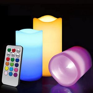 ILEEDear Bougies LED Flamme Vacillante, Multicolore Vraie Cire Bougie LED RGB À Piles Avec Telecommande, Bougie Decorative, Bougie Decorative, Halloween Decoration, Aesthetic Room Decor (ILEEDear, neuf)