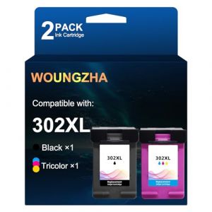 Woungzha 302XL Cartouches d'encre reconditionnées pour HP 302 XL pour HP DeskJet 3630 2132 3634 3639 3636 1110 Envy 4520 4525 4522 Officejet 3833 4650 3831 5220 5230 (1 noir, 1 couleur) (TengSheng, neuf)