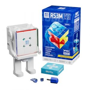 Moyu RS3M V5 2023 Ball Core UV Coated 3x3 Speed Cube with Robot-Shape Display Box, 3x3 Puzzle Cube Stickerless RS3M V5 MagLev Master Cube (MagLev+Ball-Core Magic Clothes) Gift for Speed Cuber (MoYu FR, neuf)