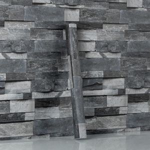 Hode Papier Peint Adhesif Effet Brique Gris 44X600cm, Pierre Feuilles Autocollant Amovible Décoratif, PVC Vinyle Film Imperméable pour Mur de Salon Cuisine Chambre Meubles (Hode (Best gift shop), neuf)
