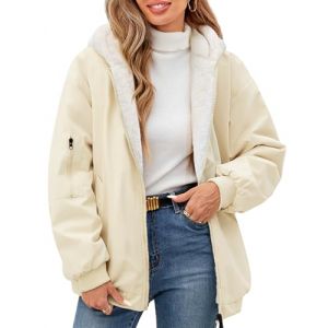 Vancavoo Veste Polaire Femme Chaude Manteaux &agrave; Capuche Hiver Doudoune Courte Blouson &Eacute;pais Parka Sweatshirt Outerwear,Beige,XXL (XT-Direct, neuf)