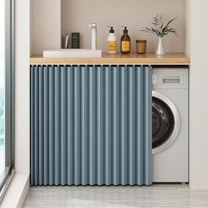 G&eacute;n&eacute;rique Rideau de Placard Coulissant avec Rail, Rideau Autocollant D'&Eacute;tag&egrave;re de Cuisine D'ombrage Rideaux de Placard Imperm&eacute;ables pour &Eacute;tag&egrave;res,Bleu,W50cm/H100cm (XL-HSAEY, neuf)