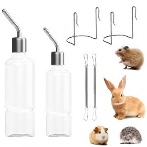 YINZZTRY Biberon Lapin, 2 Pièces Suspendus Lapin Deau Distributeur, Rongeur Distributeur Eau, Abreuvoir pour Les Rongeurs, pour Abreuvoir Rongeur, Chatons, Chiens, Hamsters, 350 ML + 180 ML (ZBLanc, neuf)