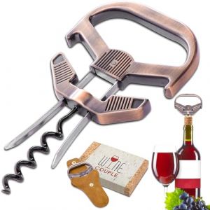 LUCYLANKER Ah So Ouvre-Bouteille pour Bouteilles Vintage, Tire-Bouchon de Vin Vieux avec Étui en Cuir Portable, Décapsuleur pour Connaisseurs de Vin à Déboucher, Cadeaux pour Amateurs de Vin (Cuivre1) (LUCYLANKER, neuf)