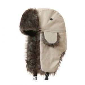 Chapeau de Trappeur d'hiver Unisex Chapka en Fausse Fourrure Bonnet Aviateur avec Earflap Anti Russe Ushanka pour Activit&eacute;s de Plein Air (FR/ES, Alpha/Lettres, Taille Unique, Beige) (Haletia, neuf)