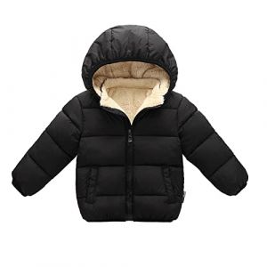Manteau Enfant Garcon 1-6 Ans Polaire Hiver Chaud Veste matelass&eacute;e Fille Capuche Amovible Blousons gar&ccedil;on zipp&eacute; Epais Molleton uni Manche Longue Doudoune Vetement Bebe gar&ccedil;on (Black, 5-6 Ans) (chenyasenshop, neuf)