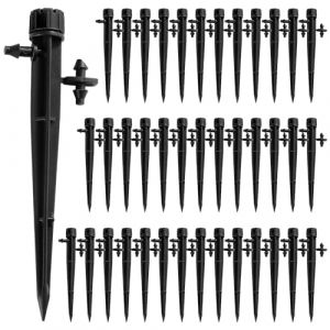 VooGenzek 40 Pi&egrave;ces Goutteur Irrigation R&eacute;glable, 360 Degr&eacute;s 8-Trou Micro Asperseur Goutte &agrave; Goutte pour Tube 4/7mm, Goutteur d'irrigation Insertion, Noir (avec Connecteur) (VooGenzek, neuf)
