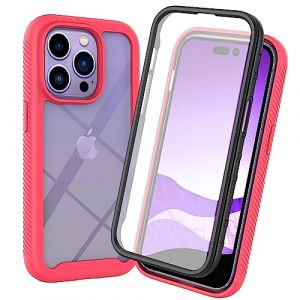 ILING Coque pour Motorola Moto E14/Moto G24/Moto G24 Power/Moto G04/Moto G04S, 360&deg; Int&eacute;grale Protection Transparent Tr&egrave;s Mince Antichoc &Eacute;tui avec L'&eacute;cran Int&eacute;gr&eacute;, Dur PC Silicone Housse (Rouge Clair) (Wanten, neuf)
