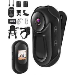 NNYYMH Mini Cam&eacute;ra Sport avec Carte SD 64GB, Camera Vlog 1080P &agrave; &Eacute;cran Tactile HD, 120 Min d'Autonomie, Grand Angle 120&deg;, Clip Arri&egrave;re 360&deg;, Vision Nocturne Infrarouge, Cam&eacute;ra pour Casque et Moto (JIEERKA, neuf)