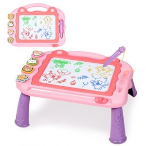 Sarsumir Ardoise Magique Enfant, Tableau Magique Effaçable, Tablette de Croquis Planche à Dessin Magnétique à 4 Couleurs avec 3 Stylos et 4 Tampons, Jouets Éducatifs pour Garçons et Filles(Rose) (LauraGood, neuf)
