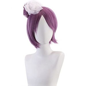 ydound Anime Coser Wig Konan Cosplay Perruque Anime Pourpre Perruques Courtes Droites avec Bangs Cosplay Accessoires for Femmes Filles avec Perruque Cap (good stuff A, neuf)
