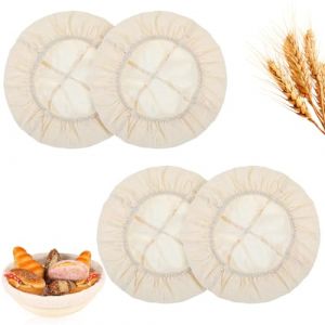 UIEXAY 4 Pi&egrave;ces Ovale pour Pain, Paniers &agrave; Pain Doubl&eacute;s en Tissu de Lin, Insert pour Corbeille &agrave; Pain avec Taille &eacute;lastique,banneton pour pain,Accessoire de p&acirc;tisserie (Behaodian Store, neuf)
