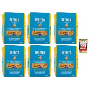 De Cecco Mezza Zita Tagliata n&deg;117, p&acirc;tes de bl&eacute; dur 6 x 500 g &ndash; s&eacute;chage lent ~9 h, texture ferme &ndash; cuisson 9 min (al dente 7 min) &ndash; Fabriqu&eacute; en Italie + Italian Gourmet polpa 400g (Italiaen Gourmet UK Ltd, neuf)