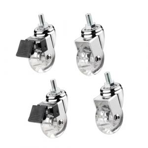 IMUNKT roulettes Transparent pour Meubles Tige Filet&eacute;e M8 M10 roulettes Pivotantes 35/50mm roulettes Petites avec Frein pour Table Basse, Chariot(2swivel+2with Brake,1.5in-M8) (LANLANBAIHUO, neuf)