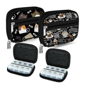 Serfeymi Pilulier Semainier Pilulier Medicaments 7 Jours Semainier Medicament Boîtes à Pilules de Voyage Avec étui à Fermeture éclair pour la Médecine, la Vitamine, le Supplément - Noire 03 + Noire 02 (Serfeymi, neuf)