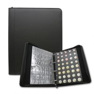 DOJA Barcelona | Album Monnaie Euro | Livre pour Collectionner les Pi&egrave;ces avec Gabarit | 33x27x5cm | 280 Pochettes pour Pi&egrave;ces en Euro | Classeur Numismatique en Similicuir avec Fermeture &Eacute;clair (DOJA Barcelona, neuf)