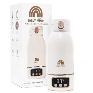 Jolly Mino Chauffe Biberon Portable 500 ml &ndash; Chauffe Biberon Nomade Sans Fil &ndash; Lait Maternel & Eau &ndash; &Eacute;tanche, Inox &ndash; Id&eacute;al Nuit, Sorties, Voiture & Avion (DYNOVA, neuf)