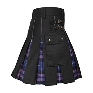 Caxndycing Kilt écossais traditionnel pour homme - Tartan irlandais - Gothique - Jupe plissée - Tartan - Individualité - Vintage - Tactique - Kendo Kilt, V violet., XXL (Aigdgoog, neuf)