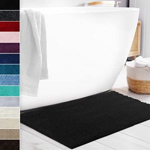 Tapis de Bain Sky - Tapis de Salle de Bain - Poils Longs Doux et denses - Antidérapant et séchage Rapide - Convient pour Le Chauffage au Sol - Carré et Rond (80 x 150 cm, Noir) (MEISTEREI, neuf)
