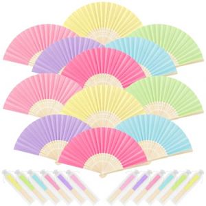 iZoeL 12 pcs Eventail Mariage Eventail Pliant Ventilateur Bois Papier Eventail Japonais Eventail Color&eacute; Macaron Et&eacute; Poche Pliante Demoiselles Cadeaux Mariage F&ecirc;te Decorer Danse f&ecirc;te d&eacute;coration DIY (CrushOnu, neuf)