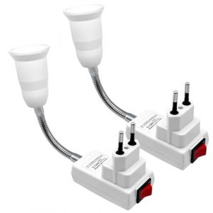 Hoembpn Douille Ampoule E27 Applique Murale avec Prise Interrupteur, Prise Electrique Murale 360&deg; Pied de Lampe Sans Abat Jour Adaptateur Support Ampoule pour Lampe Lecture, Lumiere Cuisine(2 Pcs) (YGL Seller UK, neuf)