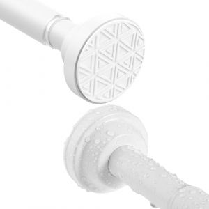Kongming Barre Rideau Douche Extensible Tringle Rideaux Sans Perçage Perche Télescopique en Acier Inoxydable 304, Antidérapant & Ne Rouille Jamais pour Fenêtres, Penderie, Porte (Blanc, 100-290cm) (Kongming Direct, neuf)