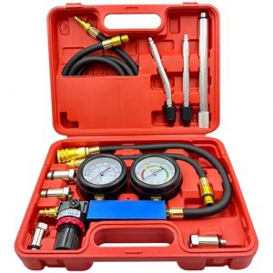 Qinbu Testeur de perte de pression du moteur, outil de détection de double jauge de compression de moteur à essence, mesure de contrôle de compression de moteur automobile M10 M12 M14 M18 (Mascha-DE, neuf)